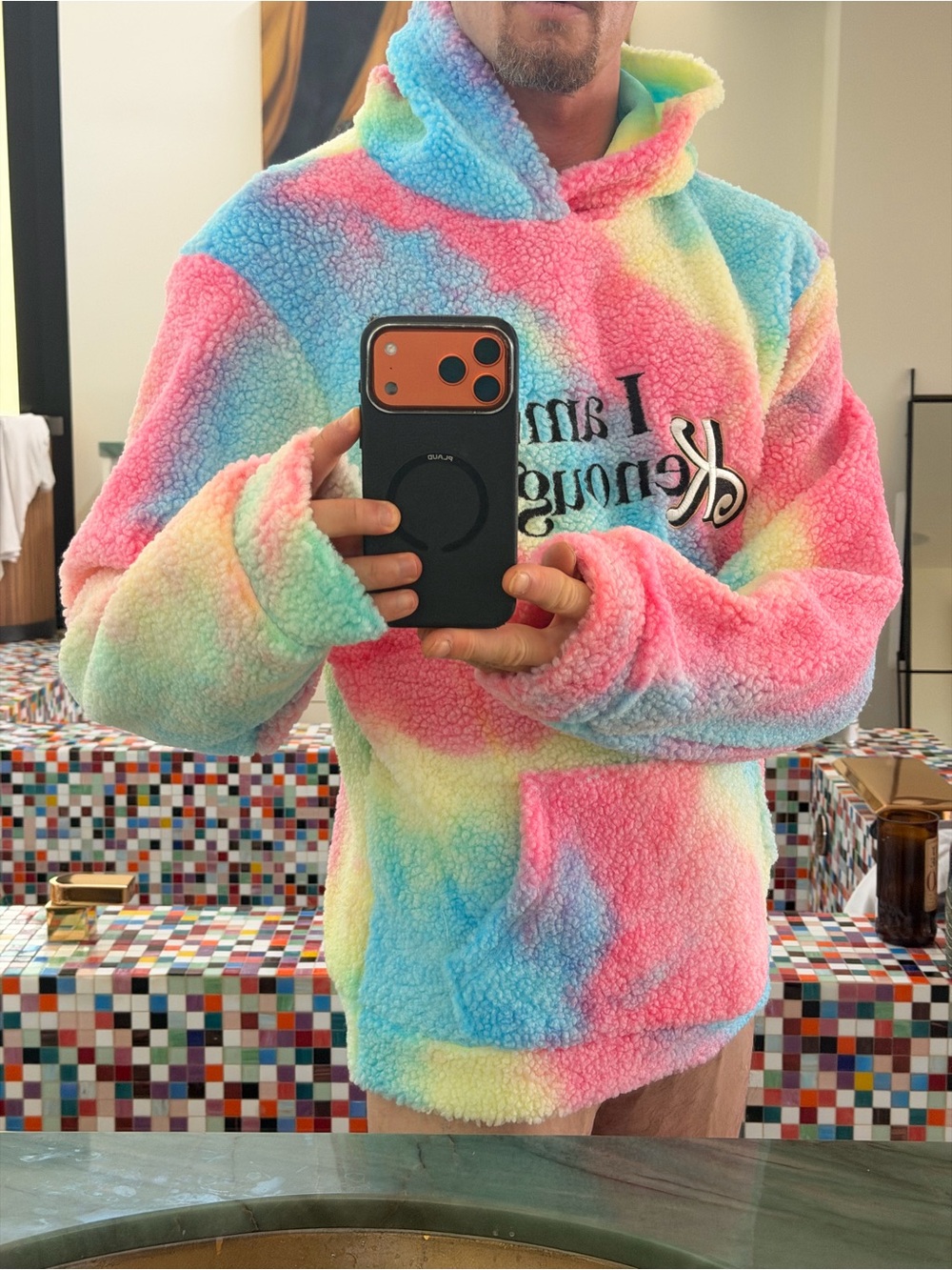 Barbie Kenough Men's Multicolor Tie-Dye Sherpa Hoodie